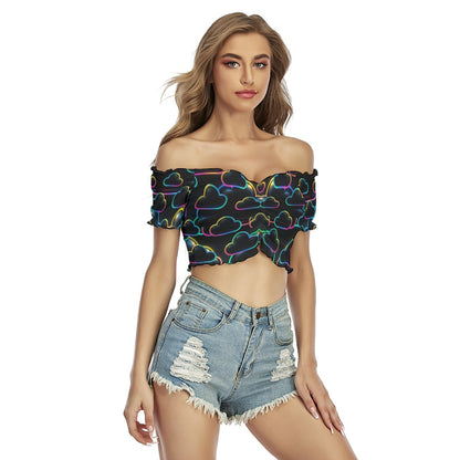 Women's One-shoulder Off-the-navel Short Sleeve T-shirt