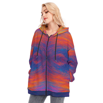 Women's Long Hoodie With Zipper Closure