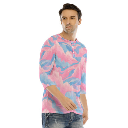 Men's Bracelet Sleeve T-shirt With Button Closure - view 2