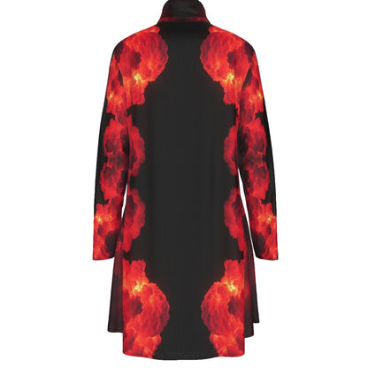 Women's High Neck Dress With Long Sleeve