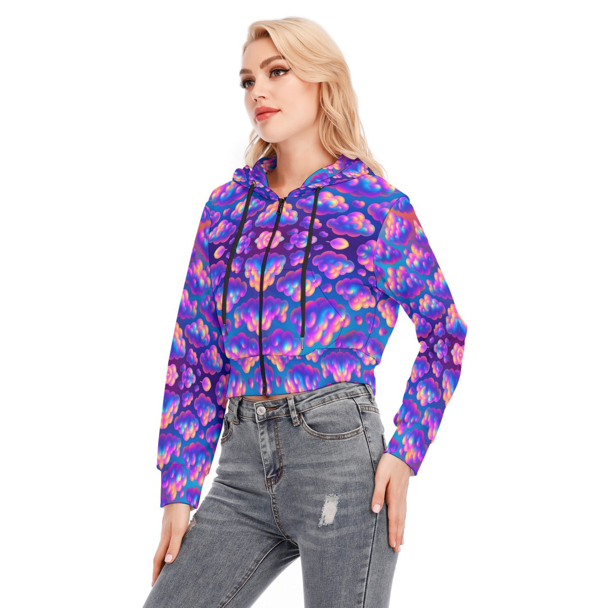 Women's Crop Top Hoodie With Zipper Closure