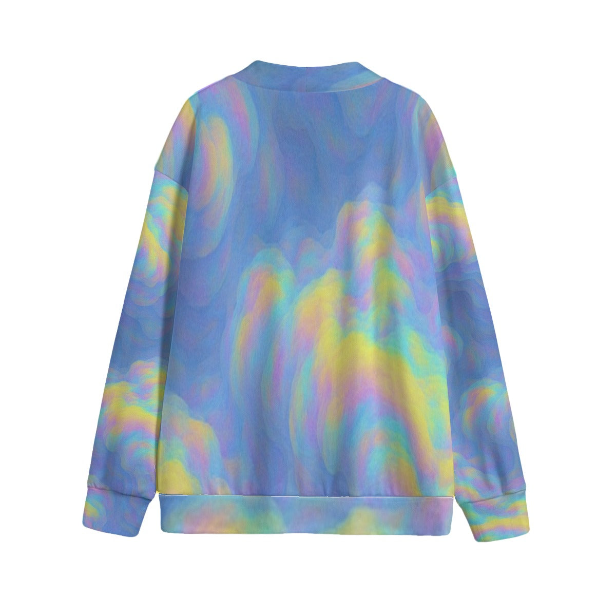 Unisex V-neck Knitted Fleece Cardigan With Button Closure