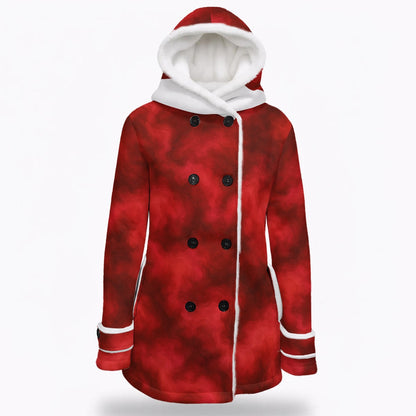 Women's Hooded Double-Breasted Winter Coat With Fleece