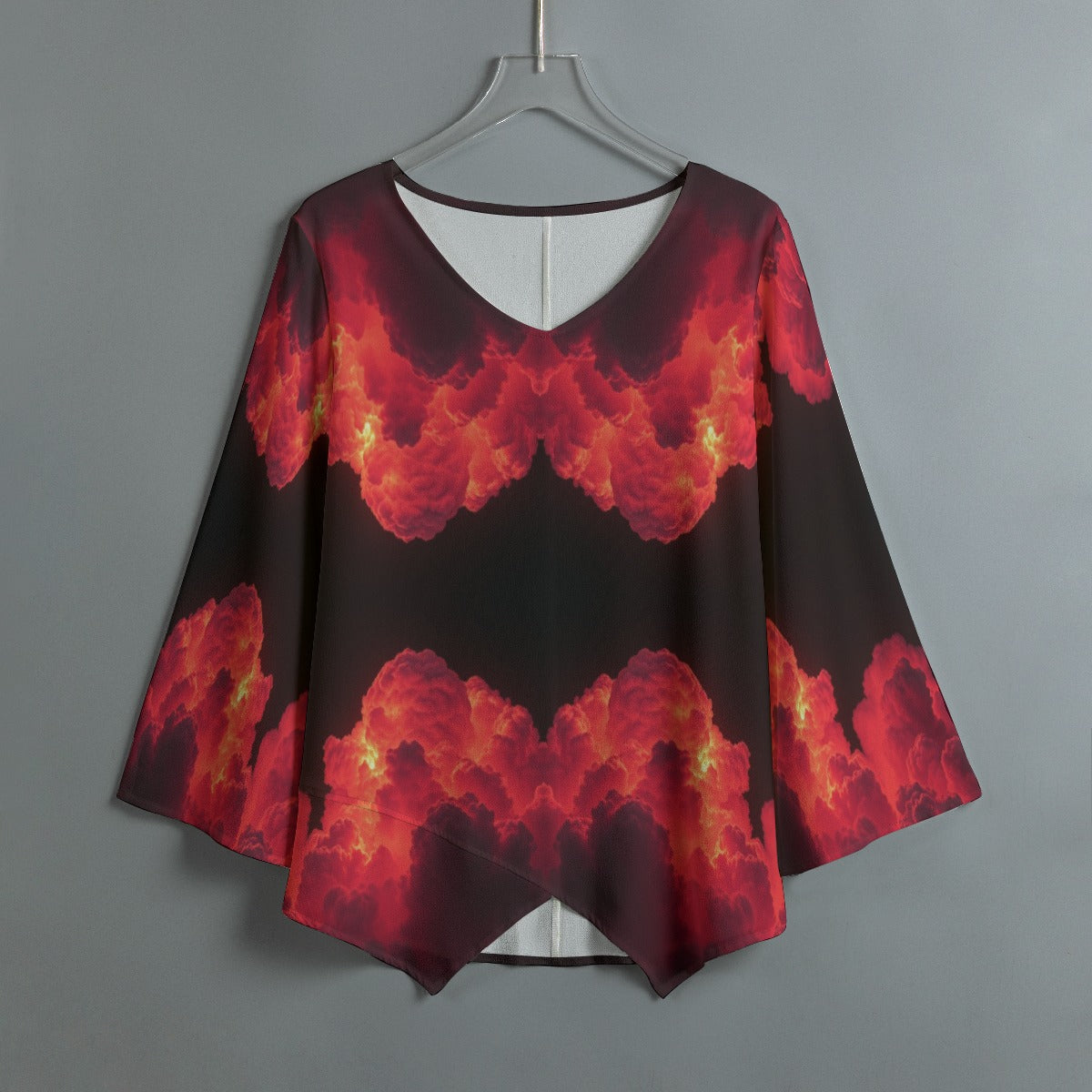 Women's V-neck T-shirt With Irregular Hem