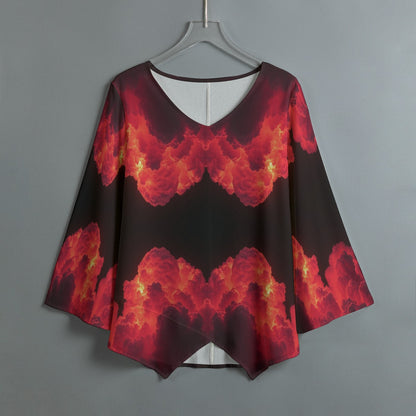 Women's V-neck T-shirt With Irregular Hem