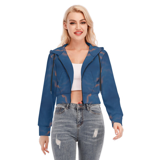 Women's Crop Top Hoodie With Zipper Closure
