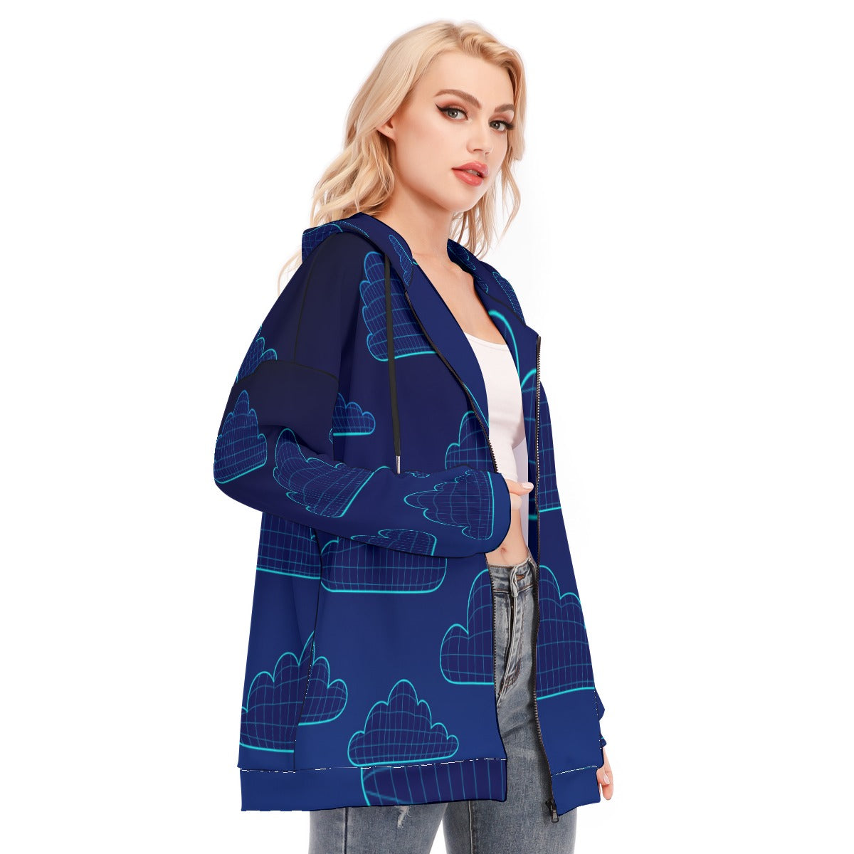 Women's Long Hoodie With Zipper Closure