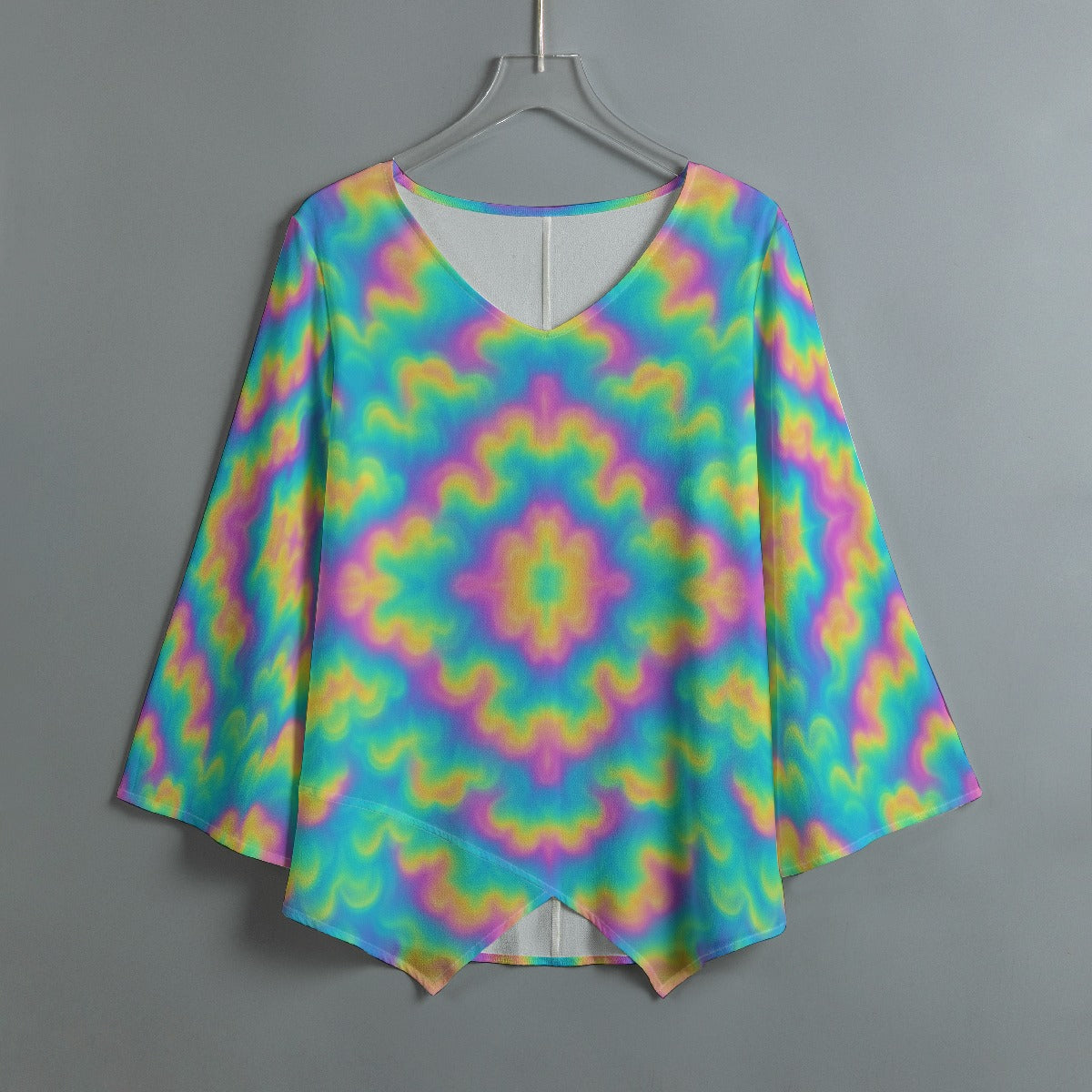 Women's V-neck T-shirt With Irregular Hem