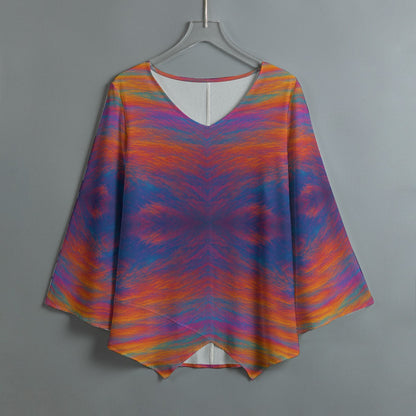 Women's V-neck T-shirt With Irregular Hem