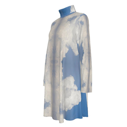 Women's High Neck Dress With Long Sleeve