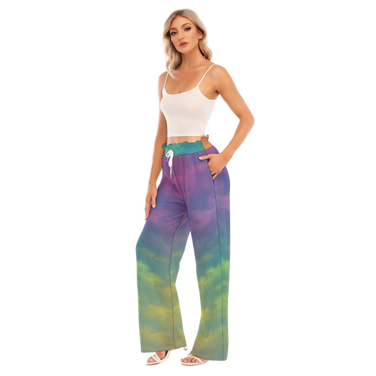 Women's Waist Fungus Edge Wide-leg Pants