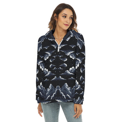 Women's Borg Fleece Hoodie With Half Zip