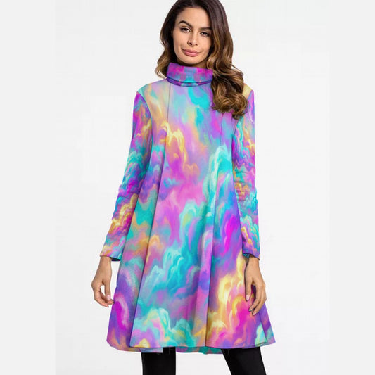 Women's High Neck Dress With Long Sleeve