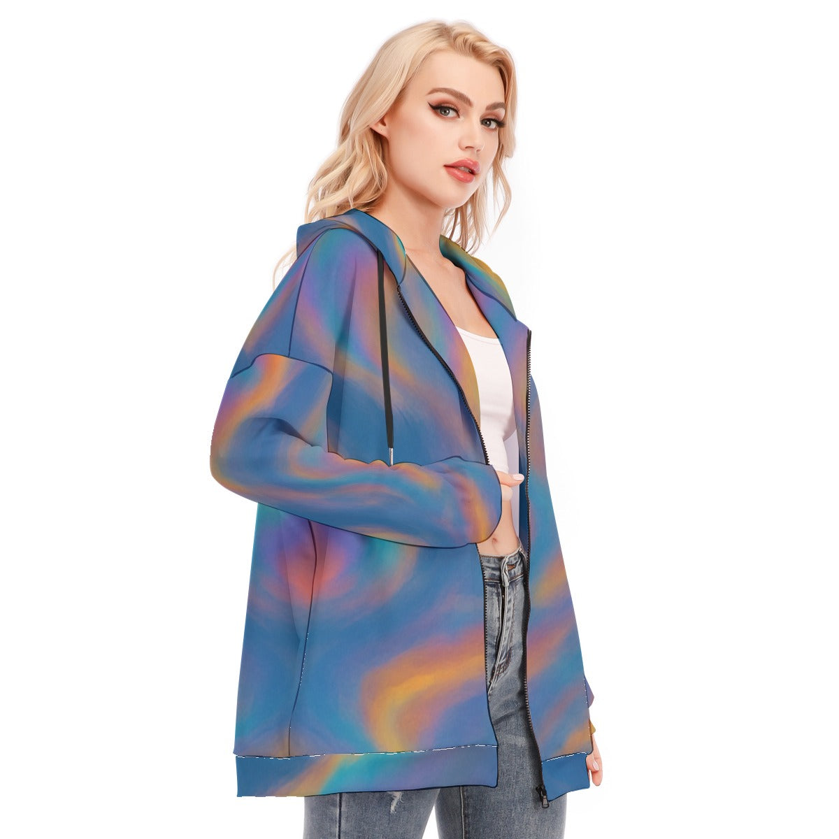 Women's Long Hoodie With Zipper Closure