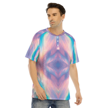 Men's Raglan Sleeve T-shirt With Button Closure