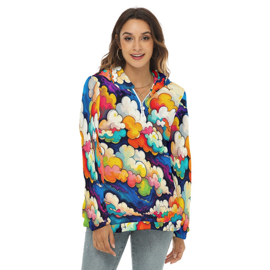 Women's Borg Fleece Hoodie With Half Zip