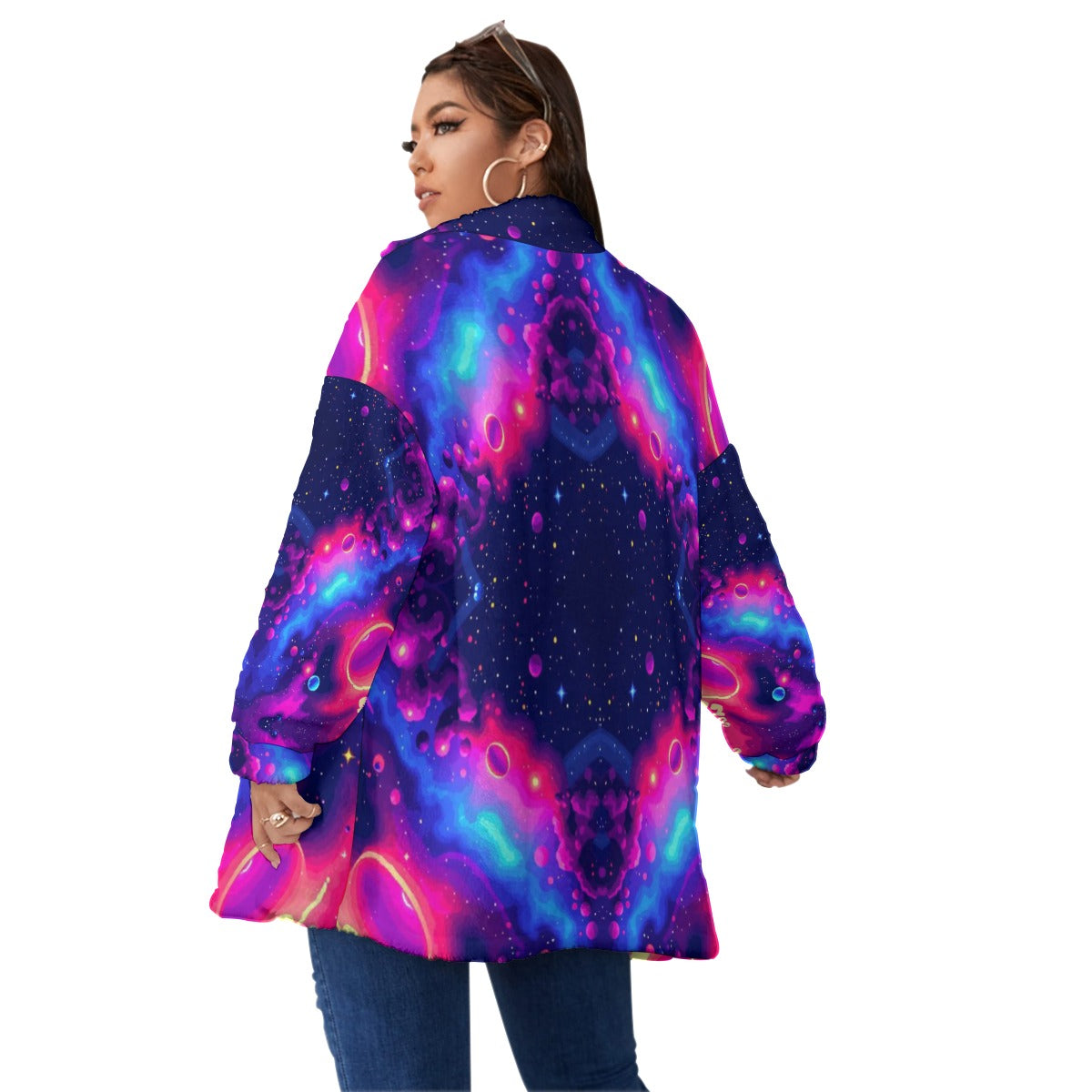 Unisex Borg Fleece Stand-up Collar Coat With Zipper Closure(Plus Size)