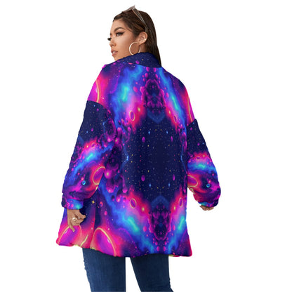 Unisex Borg Fleece Stand-up Collar Coat With Zipper Closure(Plus Size)