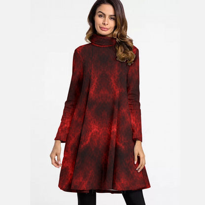 Women's High Neck Dress With Long Sleeve