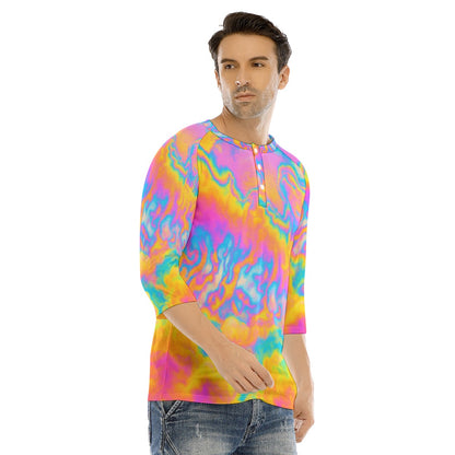 Men's Bracelet Sleeve T-shirt With Button Closure - view 2