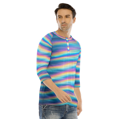 Men's Bracelet Sleeve T-shirt With Button Closure - view 2