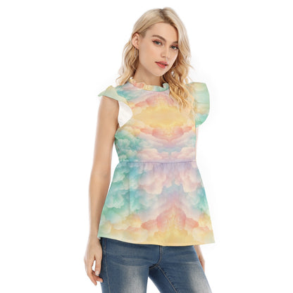 Women's Blouse With Lotus Leaf Lace