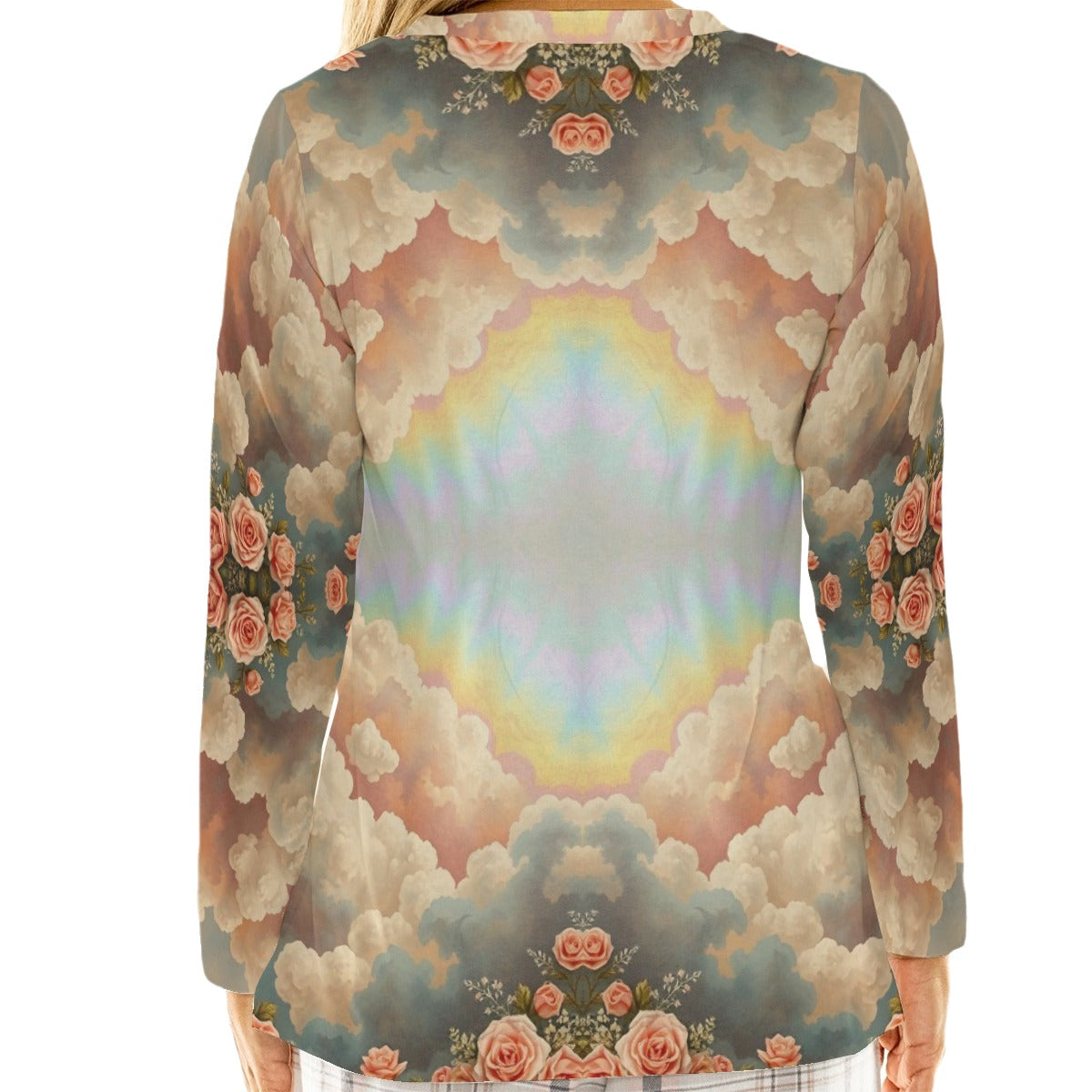 Women's Loose V-Neck T-Shirt With Long Sleeve