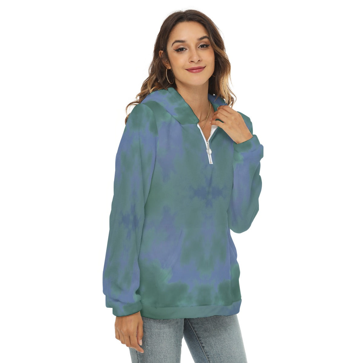 Women's Borg Fleece Hoodie With Half Zip