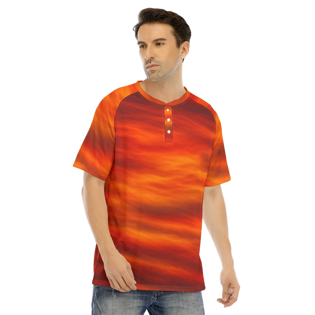 Men's Raglan Sleeve T-shirt With Button Closure