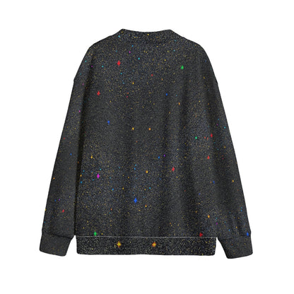 Unisex V-neck Knitted Fleece Cardigan With Button Closure