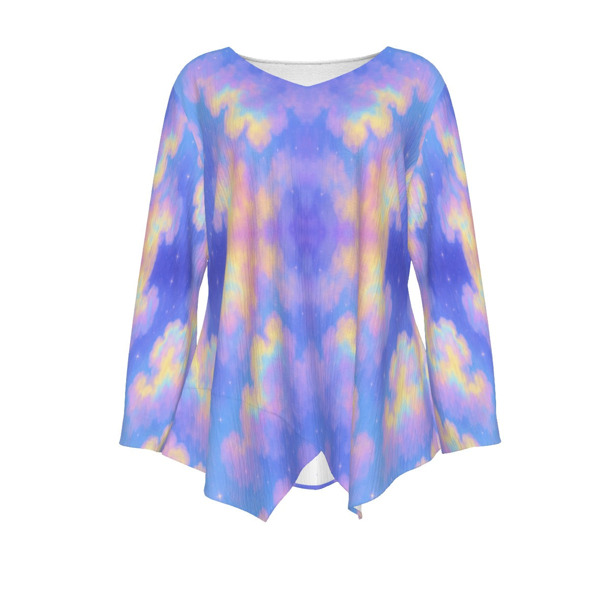 Women's V-neck T-shirt With Irregular Hem