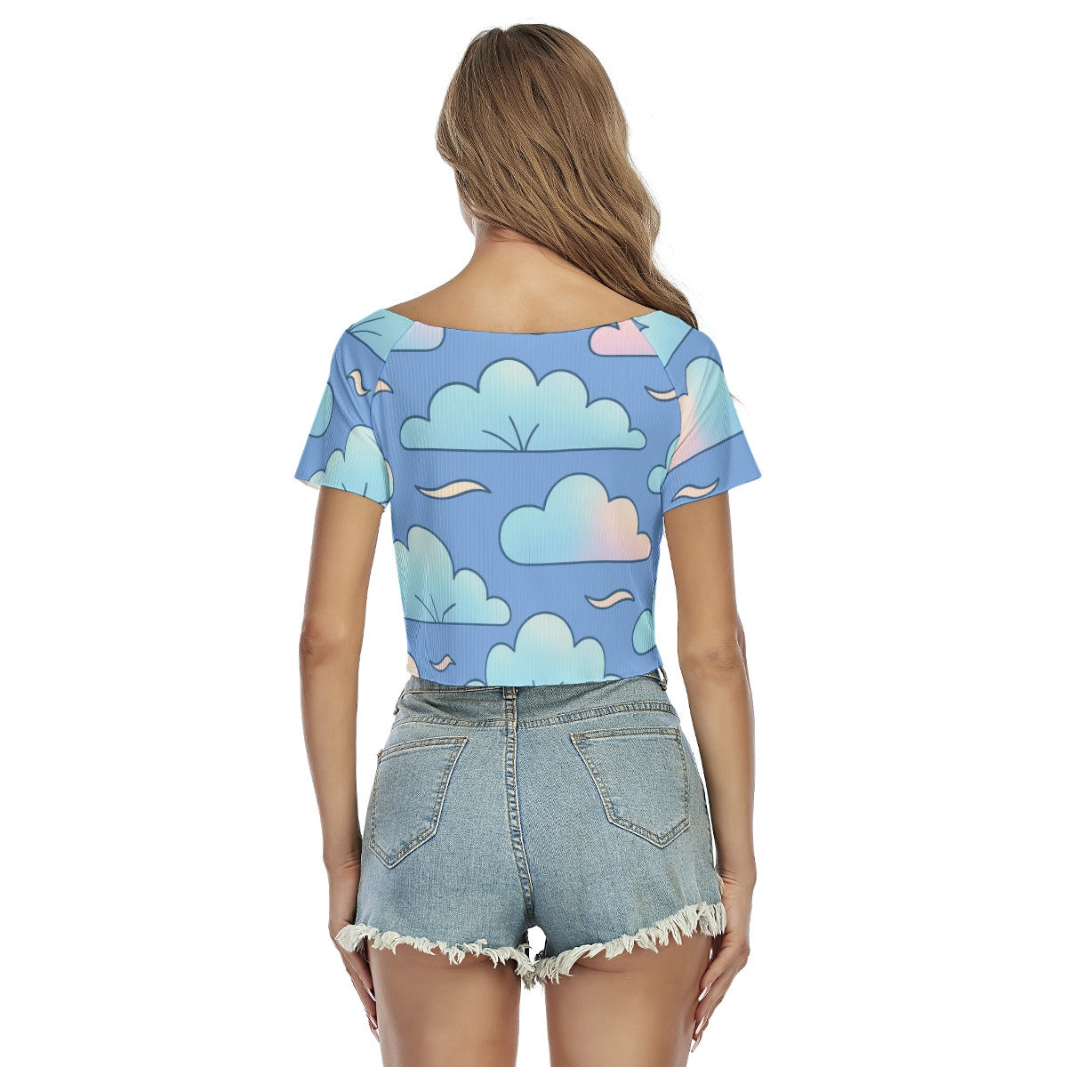 Women's Raglan Drawstring Front Crop Tee