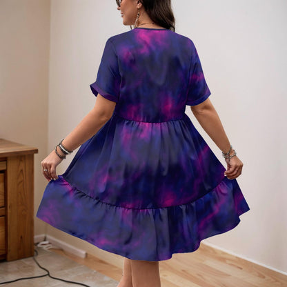 Unisex Women’s Floral V-Neck Short Sleeve Dress