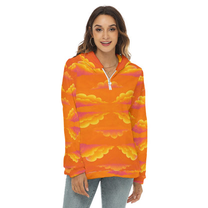 Women's Borg Fleece Hoodie With Half Zip