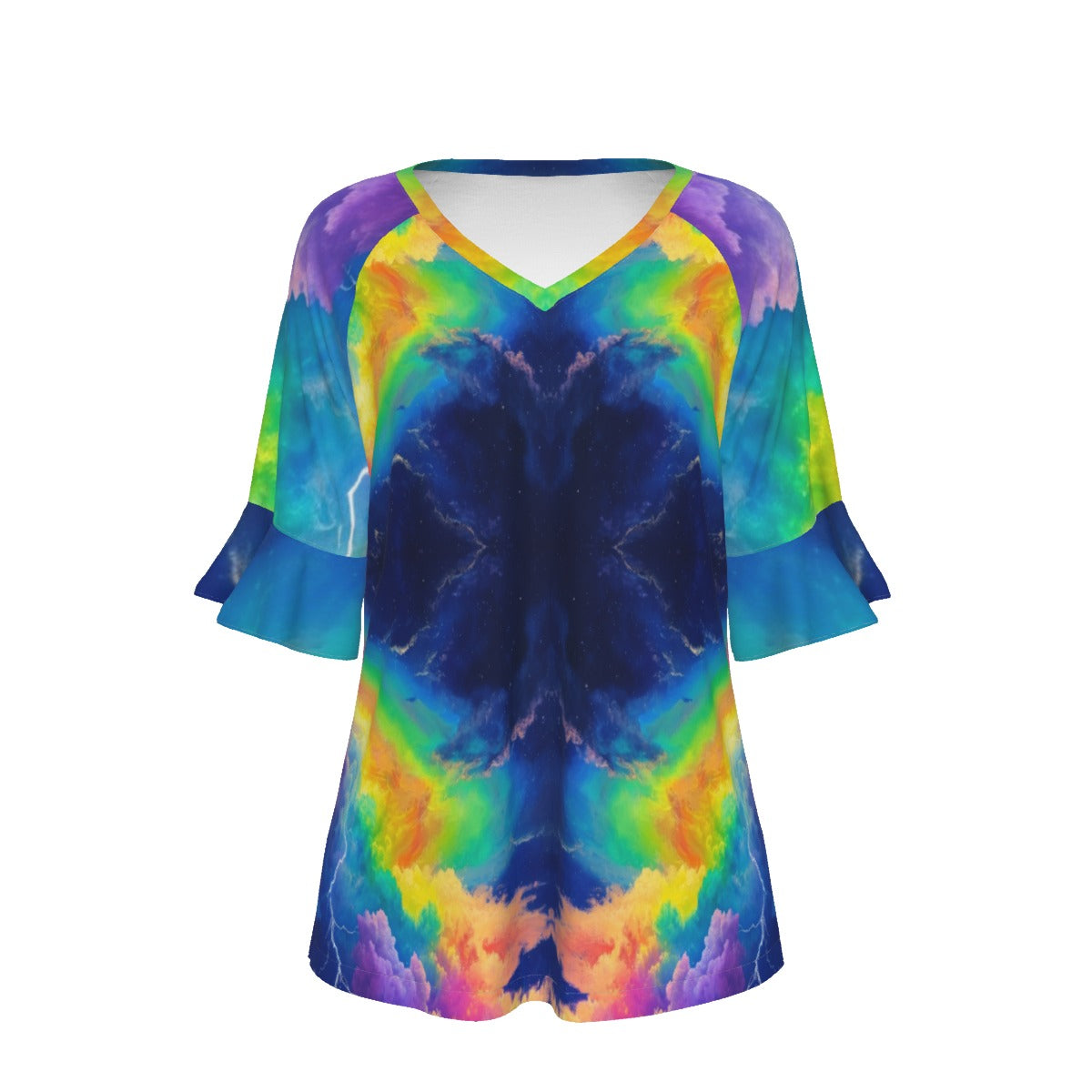 V-neck Women's T-shirt With Bell Sleeve