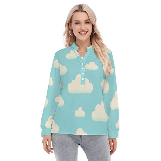 Women's Long Sleeve Blouse With Button Closure