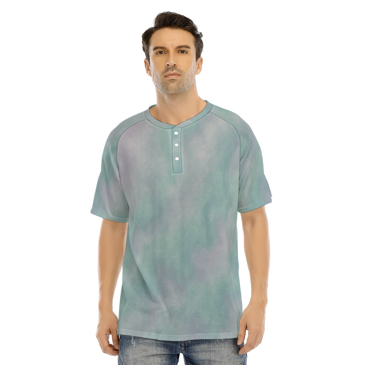 Men's Raglan Sleeve T-shirt With Button Closure