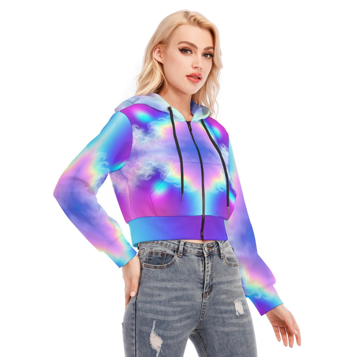 Women's Crop Top Hoodie With Zipper Closure