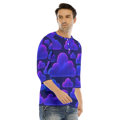 Men's Bracelet Sleeve T-shirt With Button Closure - view 2