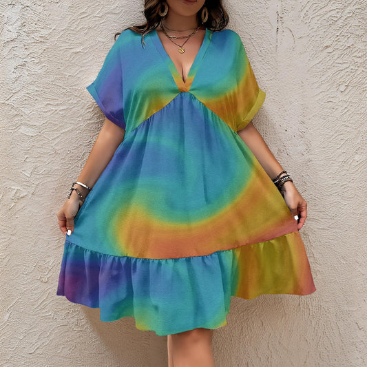 Unisex Women’s Floral V-Neck Short Sleeve Dress