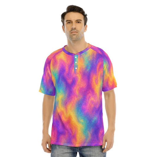 Men's Raglan Sleeve T-shirt With Button Closure