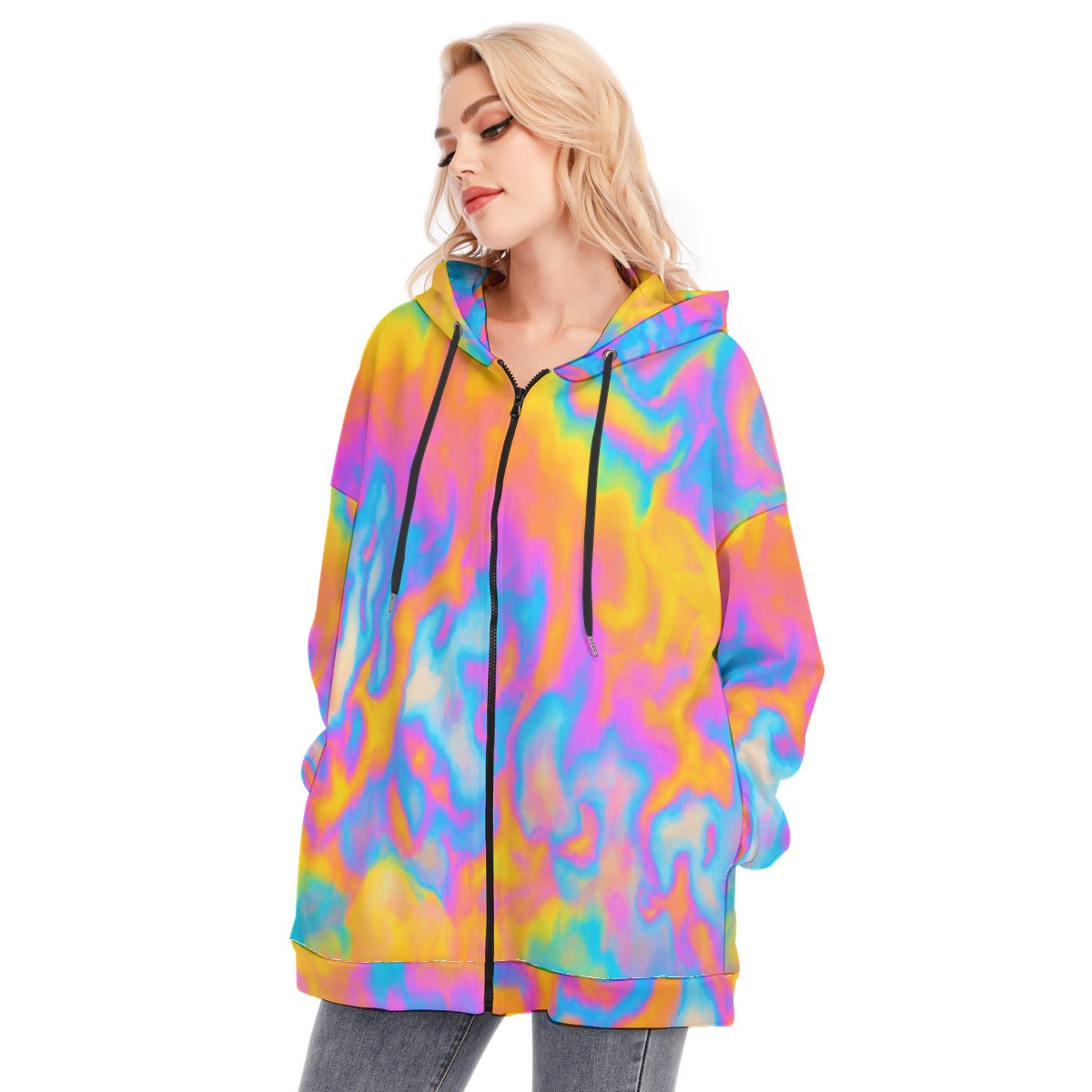 Women's Long Hoodie With Zipper Closure