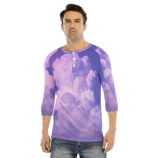Men's Bracelet Sleeve T-shirt With Button Closure - view 1