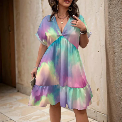 Women’s Floral V-Neck Short Sleeve Dress