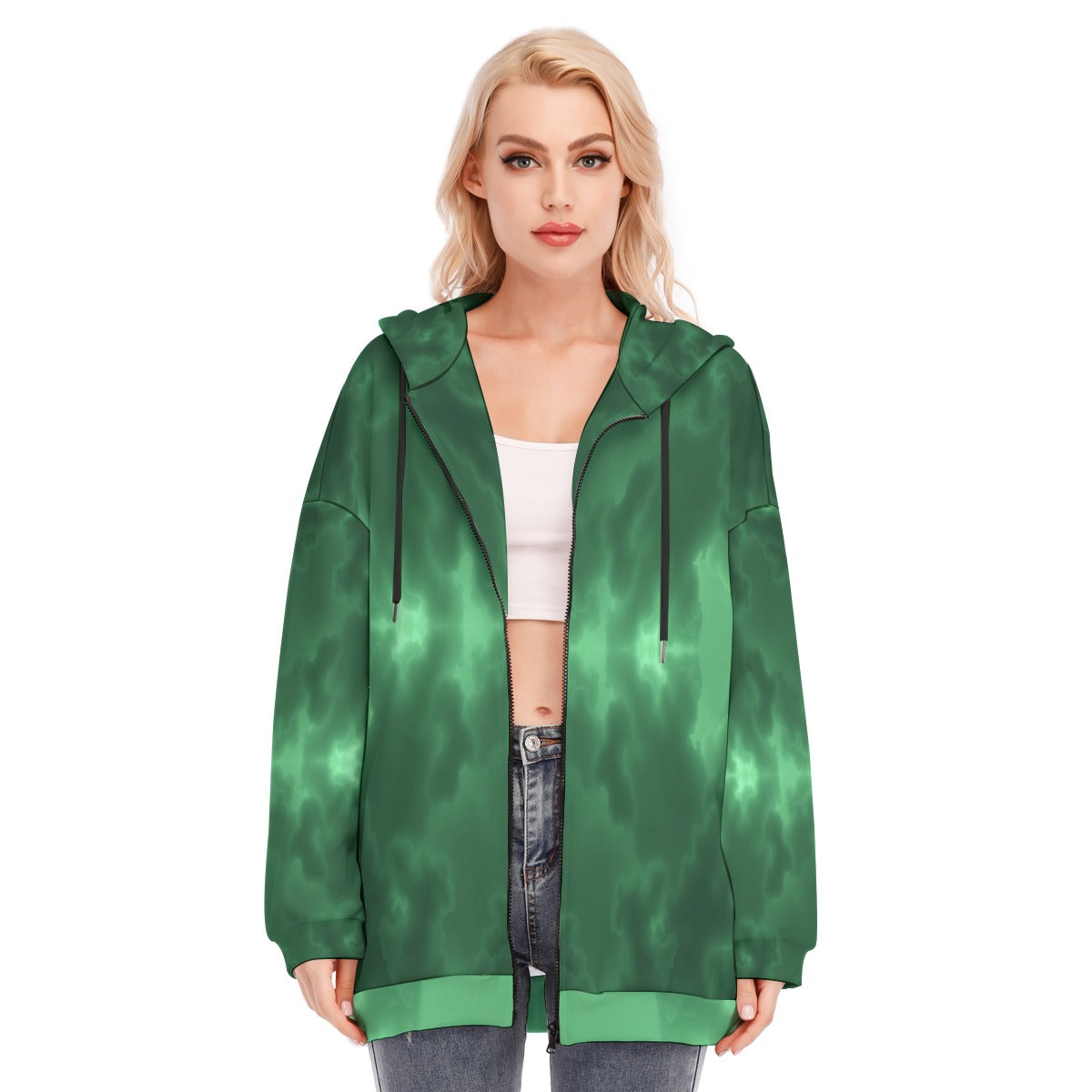 Women's Long Hoodie With Zipper Closure