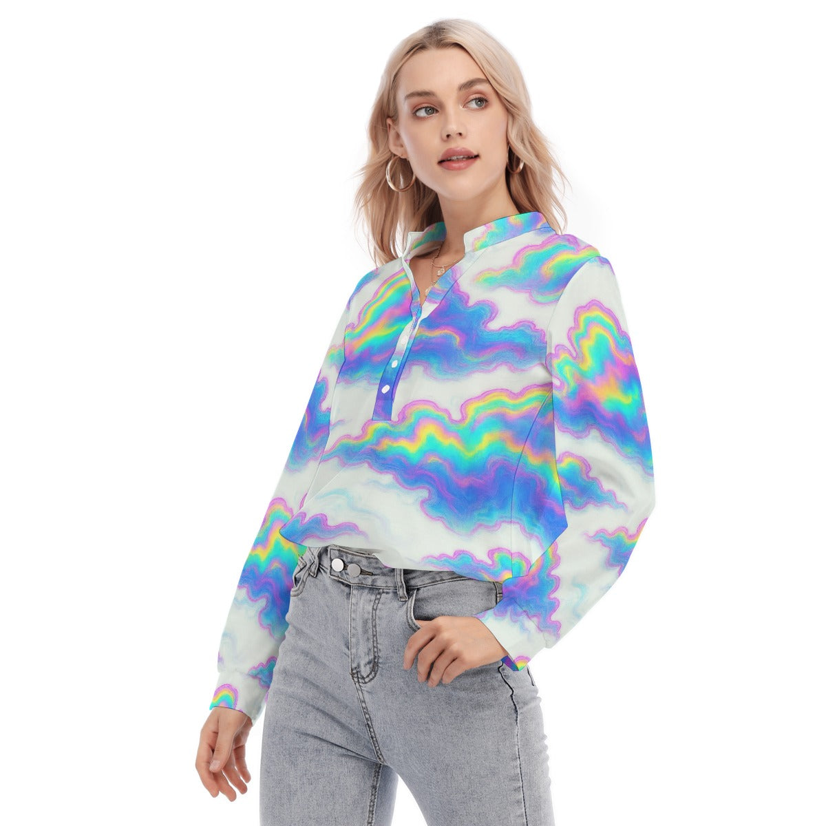 Women's Long Sleeve Blouse With Button Closure