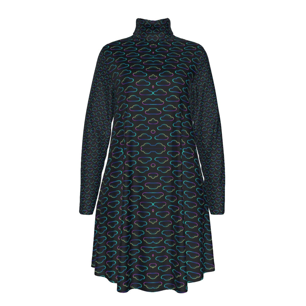 Women's High Neck Dress With Long Sleeve