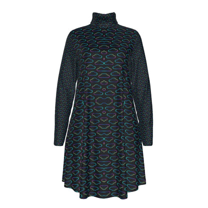 Women's High Neck Dress With Long Sleeve