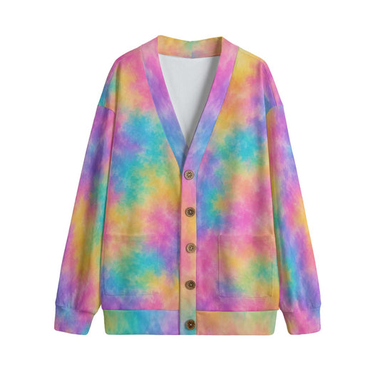Unisex V-Neck Knitted-Fleece Button Cardigan - view 1
