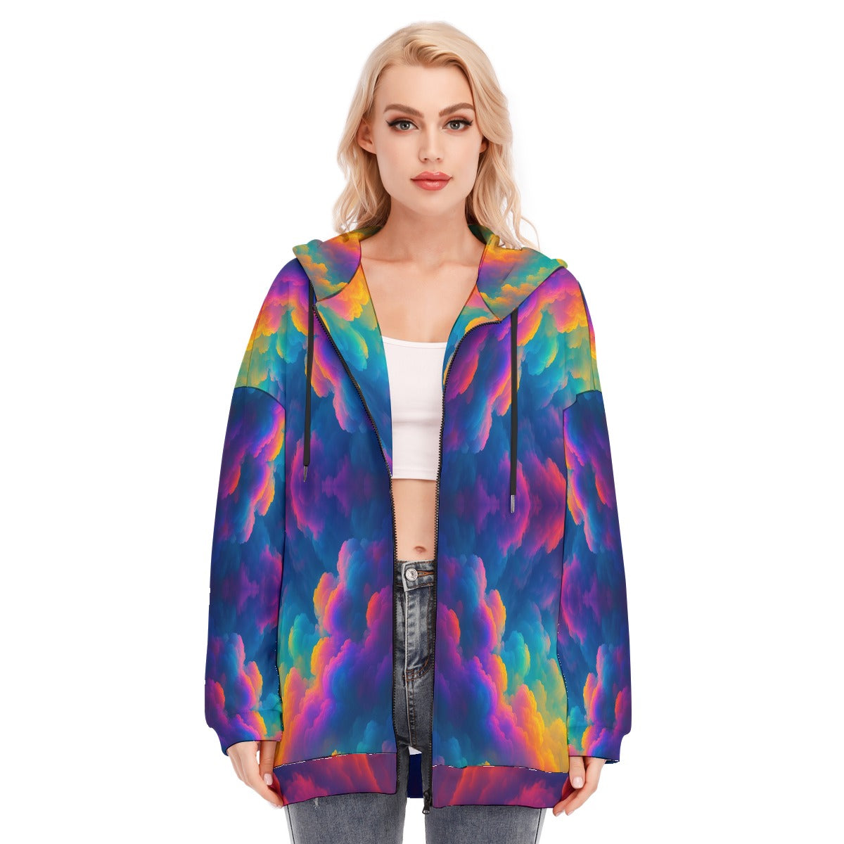 Women's Long Hoodie With Zipper Closure